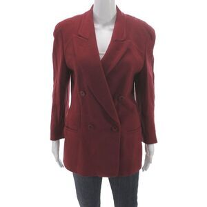 Basile Women Red Wool Basic Jacket Button Closure Size 42